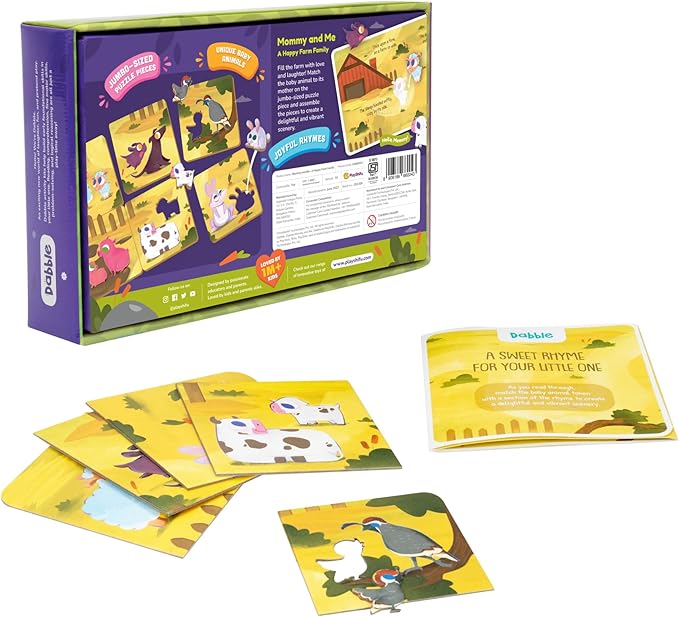 LoveDabble Mother and Baby Animal Match Puzzle - Mommy and Me - A Happy Farm Family | Puzzles for Kids Ages 2-4 | Animal Puzzles for Toddlers and Kids