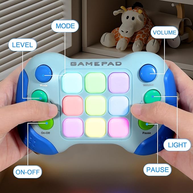 Fast Push Bubble Game, Quick Push Pop Light Up Game, Handheld Pro Game Machine Toys for Kids, Sensory Fidget Toys, 5 Modes Birthday Gifts for 6 7 8 9 Year Old Boys & Girls