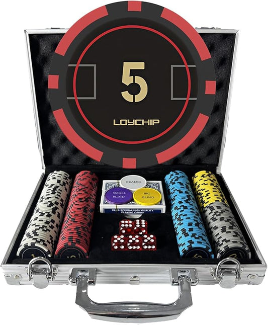 Poker Set with Numbered Chips 200-pcs for Card Board Game, 11.5g Weight with Playing Cards for Texas Hold'em, Blackjack Gambling, Late Night Poker Games