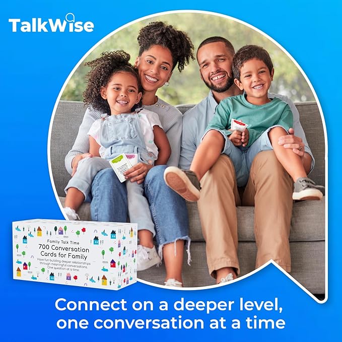 700 Family Conversation Cards, Fun Conversation Starters for Families, Play Dinner Table Games, Family Talking Cards, Color-Coded Across 6 Topics, Take Anywhere