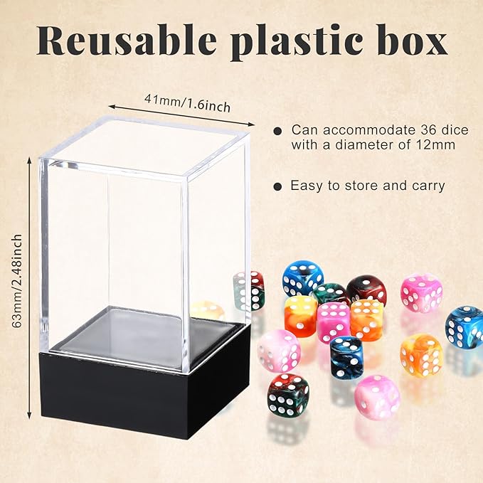 144 Pieces 12mm 6 Sided Mini Dice Set for School Classroom Table Games Marble Two Colors D6 Game Standard Dice with Portable Plastic Box for Bunco or Teaching Math Learning (Fresh Color)