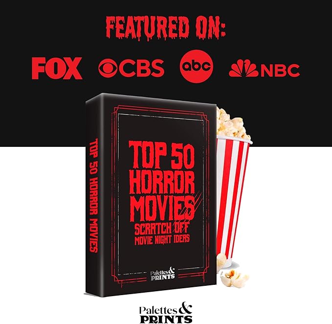 Premium Top 50 Horror Movies Scratch Off Cards - Horror Movie Gifts for Movie Night - Horror Lovers Gifts for Men & Women - Scary Movie Gifts - Horror Merch - Complete The Horror Fan Challenge