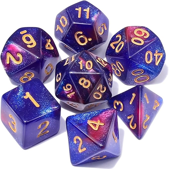 CiaraQ DND Polyhedral Dice Set with a Black Dice Bag for D&D RPG MTG Role Playing Table Games