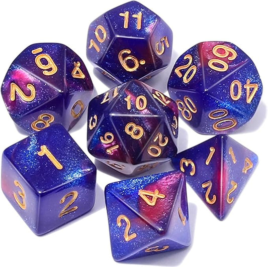 CiaraQ DND Polyhedral Dice Set with a Black Dice Bag for D&D RPG MTG Role Playing Table Games