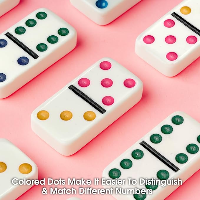 CHH 2322 Double 6 Jumbo Dominoes with Color Dot, 8.25-inch Length