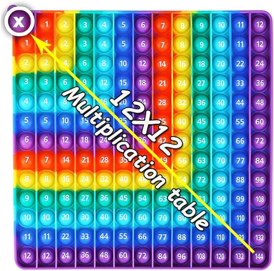 12x12 Multiplication Table Digital P0PP Math Toy, Rainbow Dimple Fingertip Toy, Multiplication Table Math Game (12x12 Right Angle Multiplication Table)