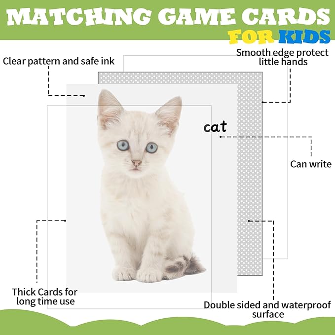 48 Pcs Giant Memory Matching Game Cards Jumbo Board Game for Outdoor Educational Toys Memory Learning Card for Preschool Kindergarten Classroom Boys Girls Educational and Learning Activities