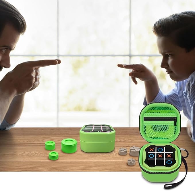 GWCASE Case Compatible with GiiKER Tic Tac Toe Bolt Game 3-in-1 Handheld Puzzle Console, Fidget Toys Board Games Storage Organizer Holder Box -Green(Bag Only)