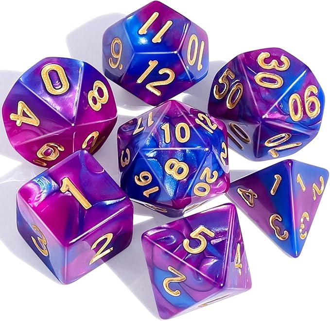 CiaraQ DND Polyhedral Dice Set with a Black Dice Bag for D&D RPG MTG Role Playing Table Games