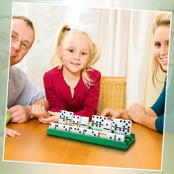 Tatuo 8 Pcs Colorful Domino Trays Wooden Racks Trays Holders Stands Tile Holder Mexican Train Accessories for Games Supplies, Dominoes Not Included