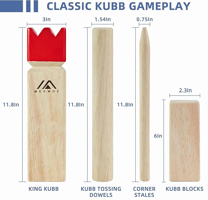 Kubb Yard Game Outdoor Games Viking Chess for Kids and Adults New Zealand Pine Wooden Toss Game with Carrying Case, Backyard Lawn Game with Measuring Tape for Family Kids Adults