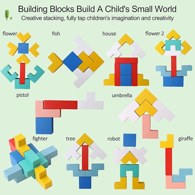 Multifunctional Building Blocks Matching Game Colorful Cute Mushroom Giraffe Patterns Tabletop Activities 3D Piecing Bricks Brain Teaser Smart Inspiration Game STEM Early Educational Toy for Kids