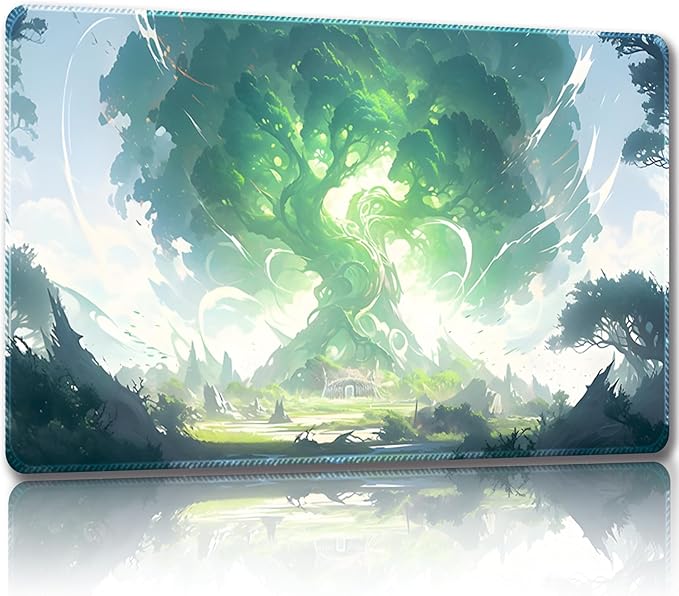 Playmat for MTG, with Free Storage Bags,Game Mat 24 x 14 inches, TCG and Board Game Mat for Cards,Mousepad Desk Mats (Tree 9-Regular)