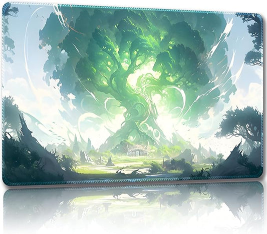 Playmat for MTG, with Free Storage Bags,Game Mat 24 x 14 inches, TCG and Board Game Mat for Cards,Mousepad Desk Mats (Tree 9-Regular)