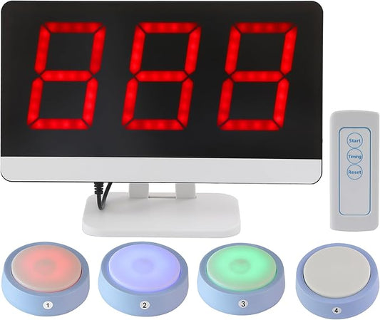 Wireless Quiz Answer Game Buzzer System Gameplay 262ft for Game Show Family Game Nights Debate Contests in Companies Offices School Contest Classroom Trivia Nights (4 Buttons Set)