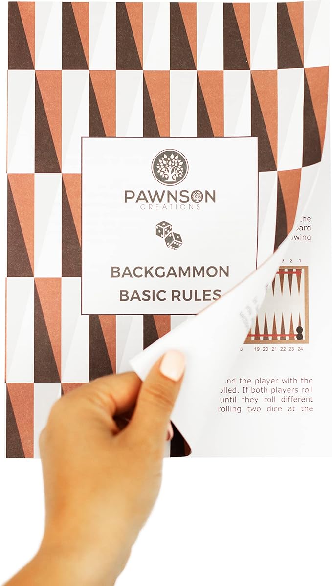 Backgammon Set - 15 Inch Classic Backgammon Board Game Sets Handheld - Backgammon Sets for Adults and Kids - Brown Faux Leather Case - Instruction