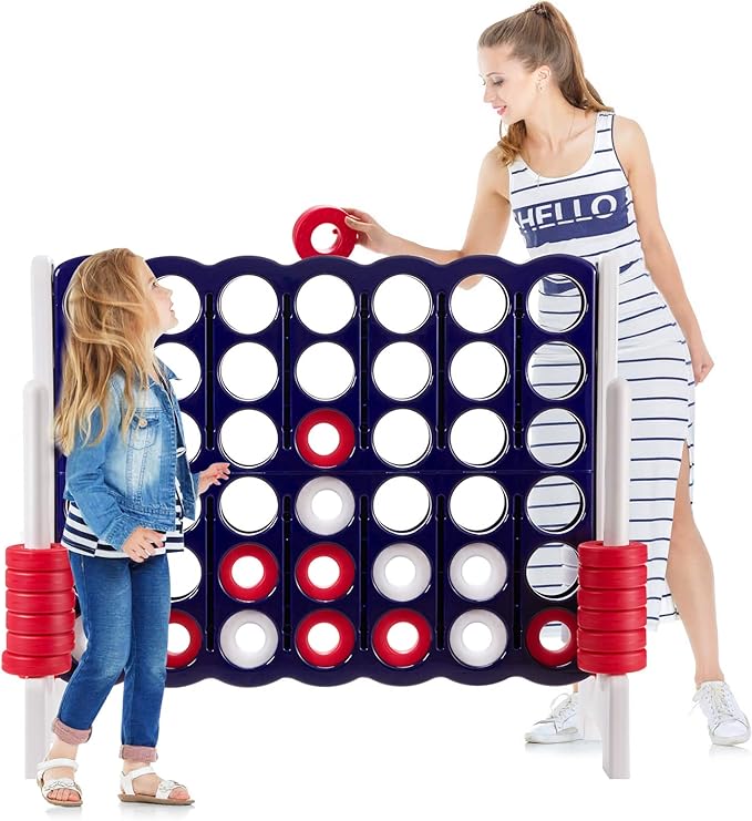 ARLIME Jumbo 4-to-Score Giant Game Set, Backyard Games for Kids & Adults, 4 in A Row W/Quick-Release Lever, 42 Build-in Rings Included, Jumbo Size for Outdoor & Outdoor Play
