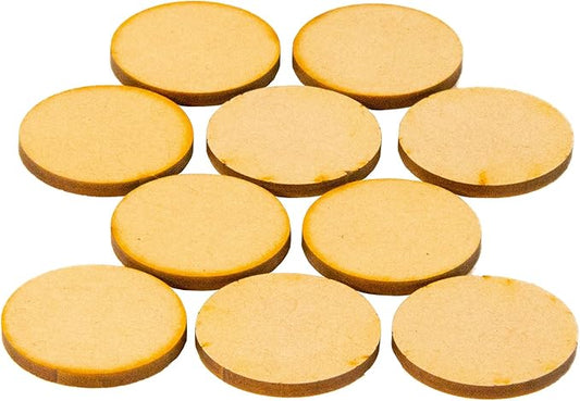 The Broken Token MDF Circle Miniature Bases - Visible & New Miniature Bases with Clear Acrylic and MDF Bases - Pack of 10 (1.25")