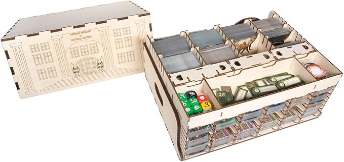 The Broken Token Elder Sign Compatible Arkham Museum Crate - Wooden Storage Box with Multiple Trays and Pockets
