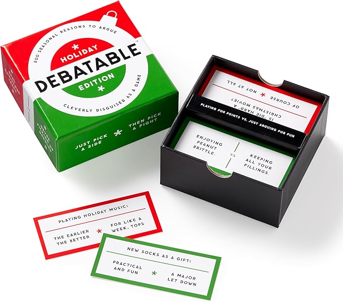 Brass Monkey Debatable Holiday Edition – Social Party Game with 400 Holiday Topics to Argue About, 2+ Players