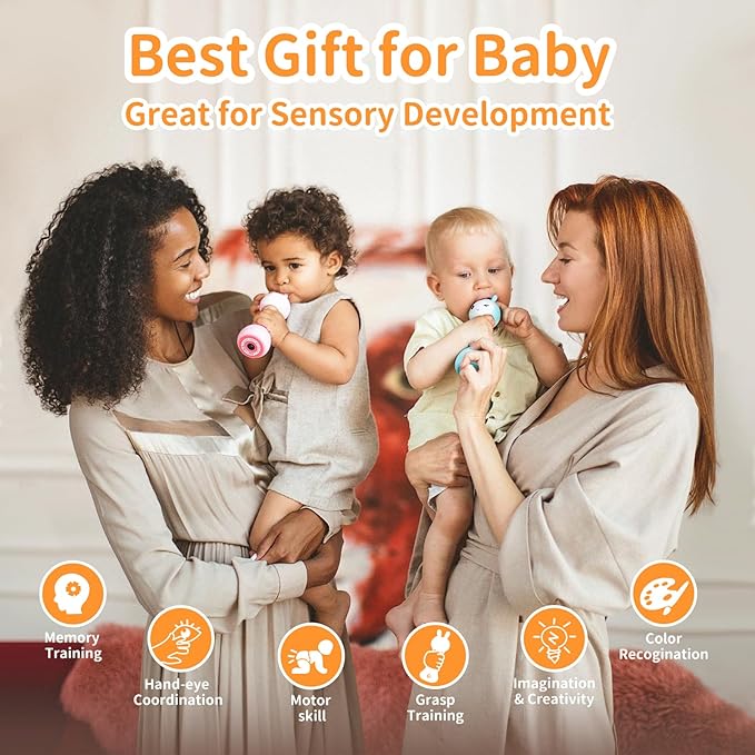 alilo Smarty Bunny Baby Rattle Musical Light Up Toys, Infants Newborns Baby Toys 0-3-6-12-18-24 Months,1 Year Old Boy Girl Easter Gifts, 4 Music Modes and Color Recognition Function with 9 Color Card