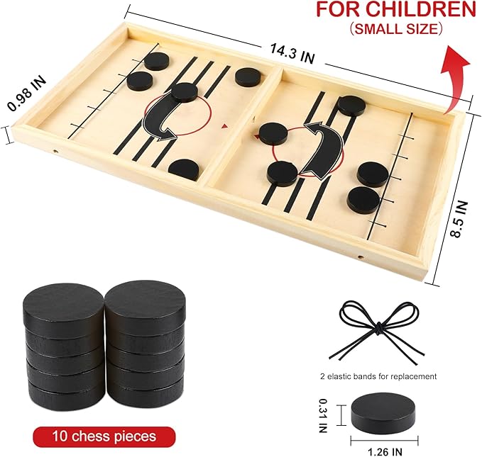 Fast Sling Puck Game, TMIYO Wooden Table Hockey Game for Kids or Adults, Super Foosball Slingshot Paced Winner Board Games Parent-Child Interaction Toy for Family Party