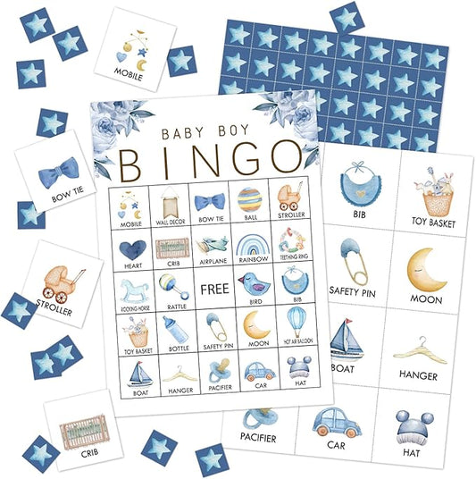 Shower Games Bingo Party Game for Gender Reveal Party Pregnancy Announcement 24 Players Bingo Game Cards Party Games Favors Decor for Family Party Holiday Activities Supplies Bingo Game- JK106