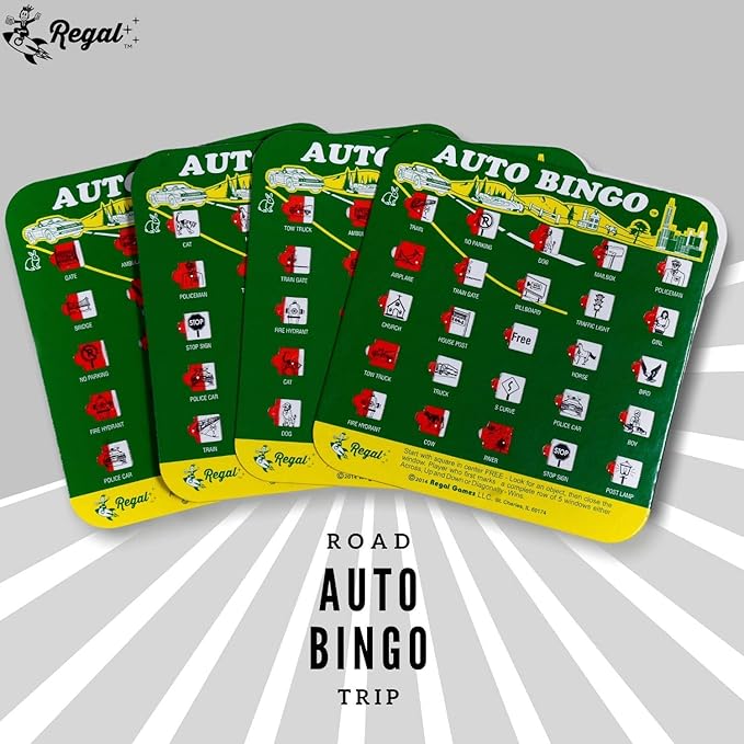 Auto Backseat Bingo Pack of 4 Bingo Cards Great For Family Vactions Car Rides and Road Trips