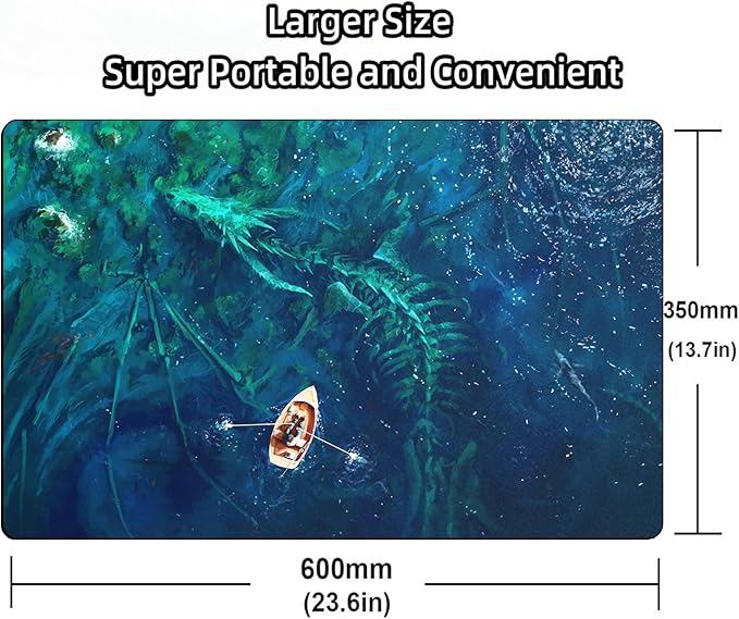 MTG Playmat, Game Play Mat for MTG TCG 24 x 14 inches Trading Card Inked Game Playmats with Storage Bag Smooth Rubber Surface Battle Game