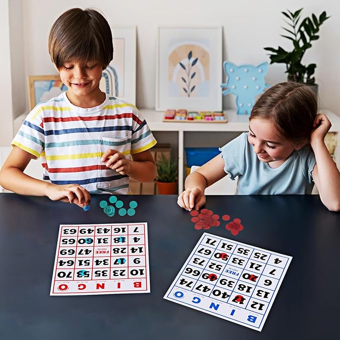 GSE Games & Sports Expert 50-Pack Jumbo Multi-Color Bingo Cards, Large Font Numbers, Reusable Bingo Cardboard for Large Groups, Family/Friend Parties, Game Nights