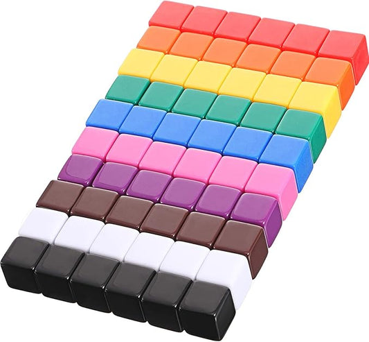 60 Pieces 16 mm Blank Dice Acrylic Dice Cubes Assorted Color DIY Cubes for Board Games with Storage Bag(Multicolor)