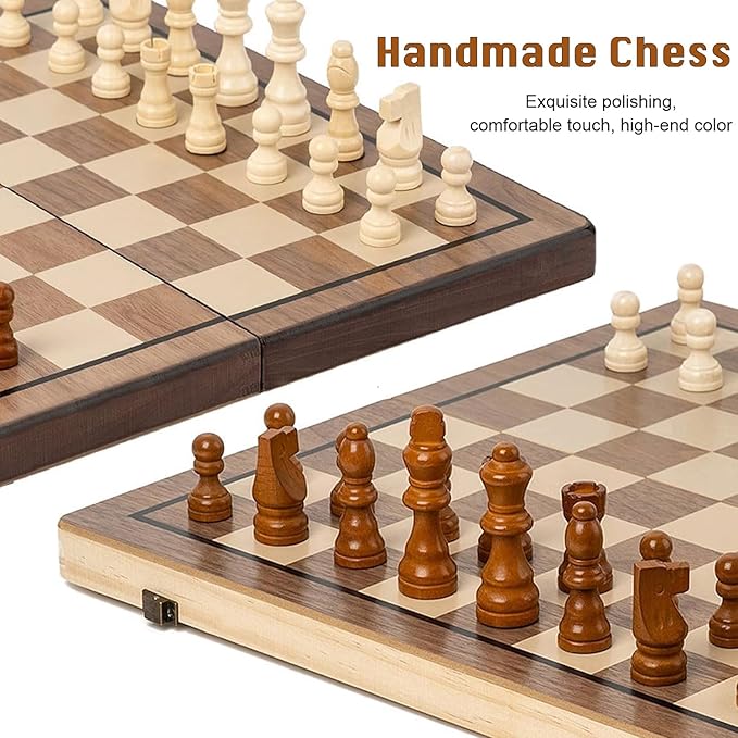 Chess Set,Chess Board,Magnetic Chess Board Set for Adults,Classic Handcrafted Game Board,Ideal for Home and Travel
