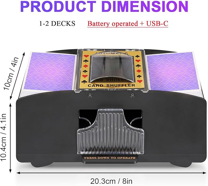 Automatic Card Shuffler 2 Deck,Battery-Operated/USB UNO Poker Shuffler,Playing Card Shuffler for Home Card Game,Travel