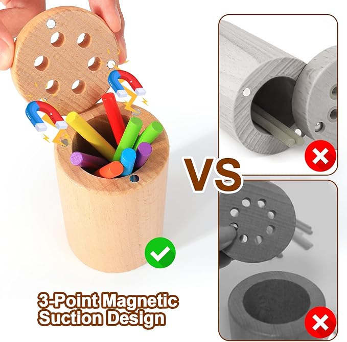 BUSOHA 2-in-1 Montessori Wooden Color Sorting Sensory Toys for 1-3 Year Old Toddlers - Fine Motor Skills Developmental Games, Travel Toys, Busy Board Gifts for Baby Boys & Girls