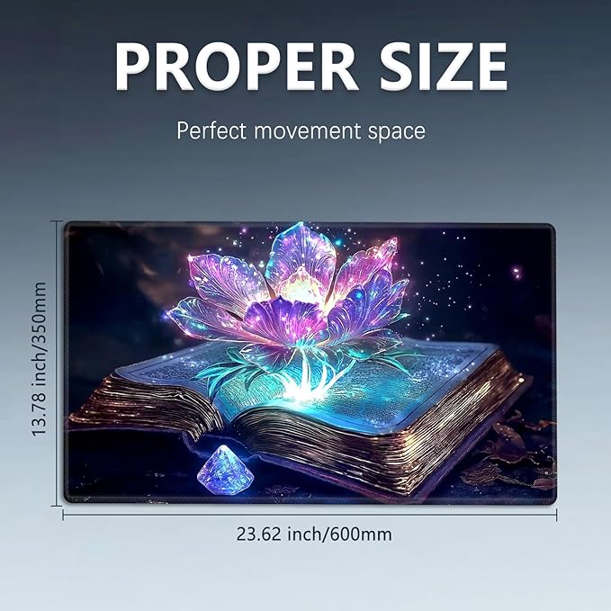 MTG Playmat Size 23.6x13.8in with Storage Bags Portable Playmat TCG and Board Game Mat for Cards Rubber Base Slip-Resistant Mousepad Desk Mat (Magic Lotus Flower,No with Zone)