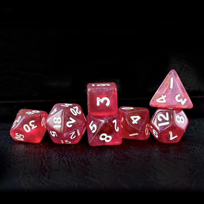 Moonstone 10mm Mini DND Dice Set for MTG RPG Dungeons and Dragons Role Playing Game, Moonstone Red Color