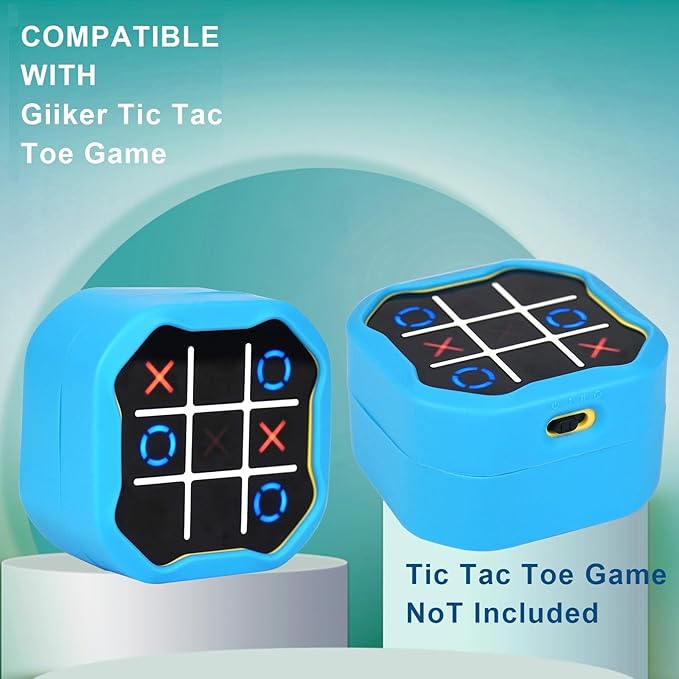 YouKnow Silicone Case Compatible with GiiKER Tic Tac Toe Bolt Game 3-in-1 Handheld Puzzle Game Console, Fidget Toys Board Games Cover for Kids and Adults (Case Only) (Blue)