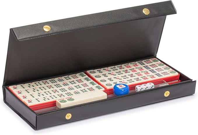 Yellow Mountain Imports Mini American Mahjong Travel Game Set with Nylon Case, Racks, Wind Indicator and Dice