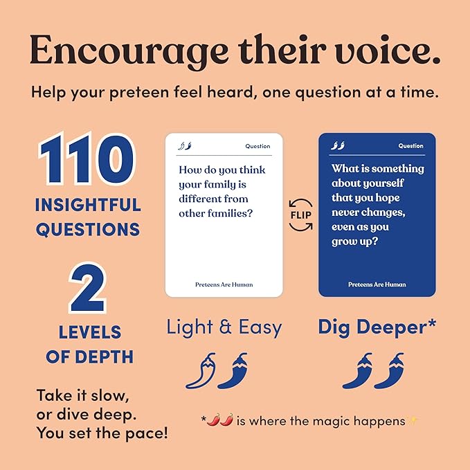 Preteens are Human 140 Conversation Cards to Help You Get to Know Preteens, Card Game for Middle School Preteens, Designed by Experts for Grades 6 to 8, Ages 11 to 13+