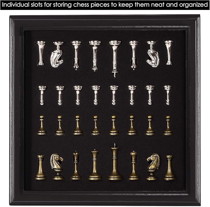 AMEROUS 12.5 inches Wooden Chess Set with Metal Chess Pieces，Classic Board Game w/ 2.5'' King/Storage for Chessmen/Instructions, Chess Sets for Adults, Kids, Beginner