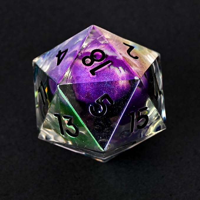 Electroplated Resin Dice Set, Resin Edge Sharp for Dungeons & Dragons RPG, MTG Board Games with Gift Box (Electroplating Purple Longan)