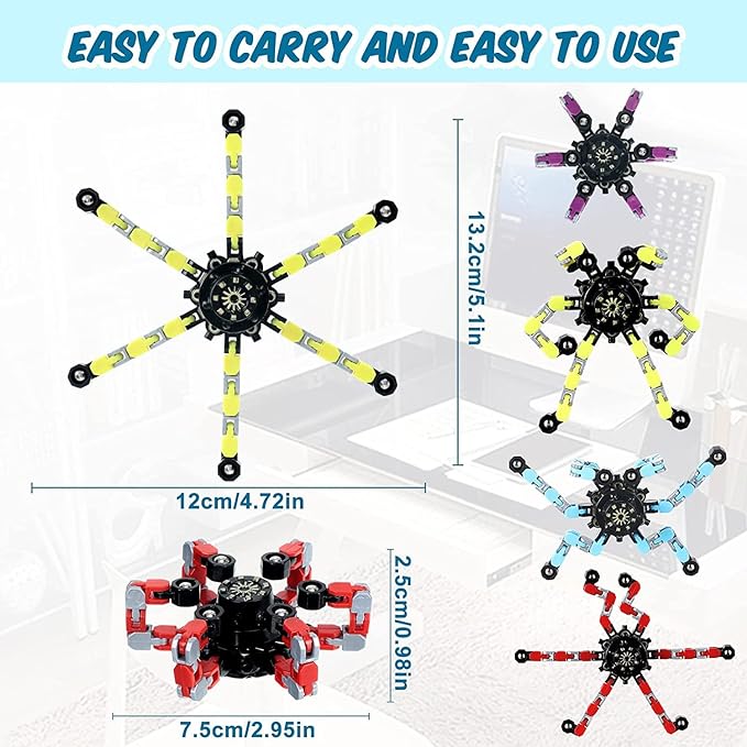 30pcs Random Fidget Spinners,DIY Deformable Robot Fingertip Toys,Decompression Spinner,Deformable Creative Mechanical Gyro Toys,Stress Relief Mechanical Chain Toy for Kids Adults，Party Supplies