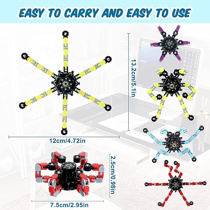 20pcs Random Fidget Spinners,DIY Deformable Robot Fingertip Toys,Decompression Spinner,Deformable Creative Mechanical Gyro Toys,Stress Relief Mechanical Chain Toy for Kids Adults，Party Supplies