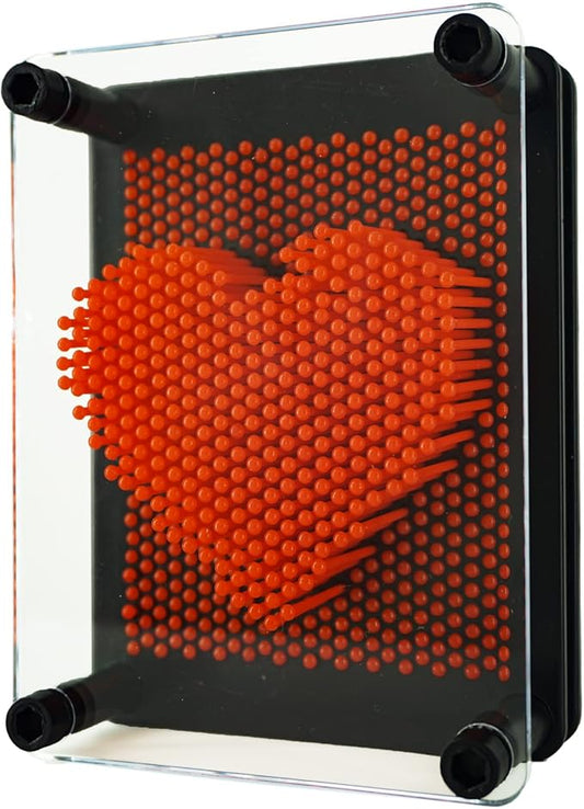 3D Pin Art Sensory Toy Size 5x3.7 Inches Needles Pin Impression Toy Intellectual Fun Rainbow Toys, Red