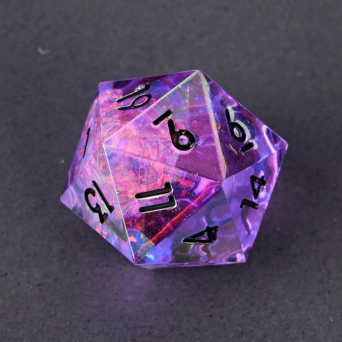 Electroplated Resin Dice Set, Resin Edge Sharp for Dungeons & Dragons RPG, MTG Board Games with Gift Box (Electroplating Purple Color)