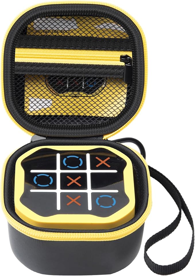 GWCASE Case Compatible with GiiKER Tic Tac Toe Bolt Game 3-in-1 Handheld Puzzle Console, Fidget Toys Board Games Storage Organizer Holder Box -Black (Bag Only)