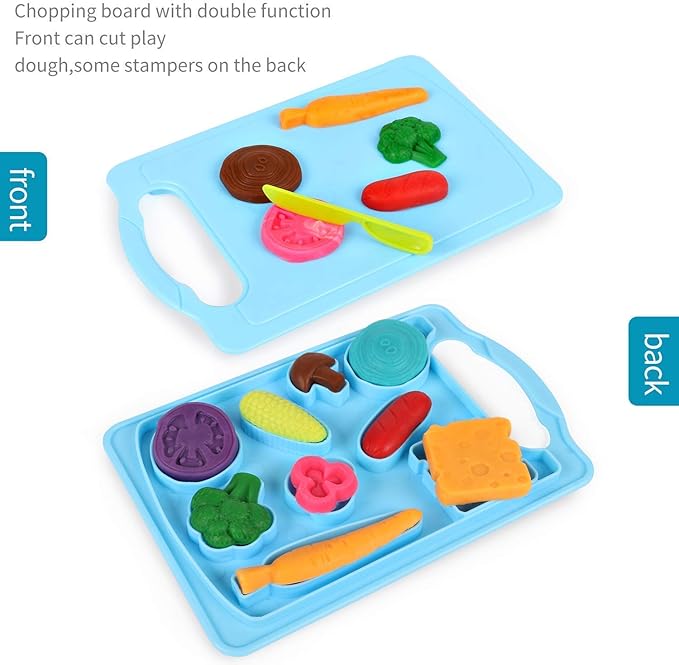Color Dough Sets for Kids Ages 4-8, Stovetop Kitchen Accessories, Kitchen Creations Toy,Pretend Play Cooking Game, Educational Toddler Toys