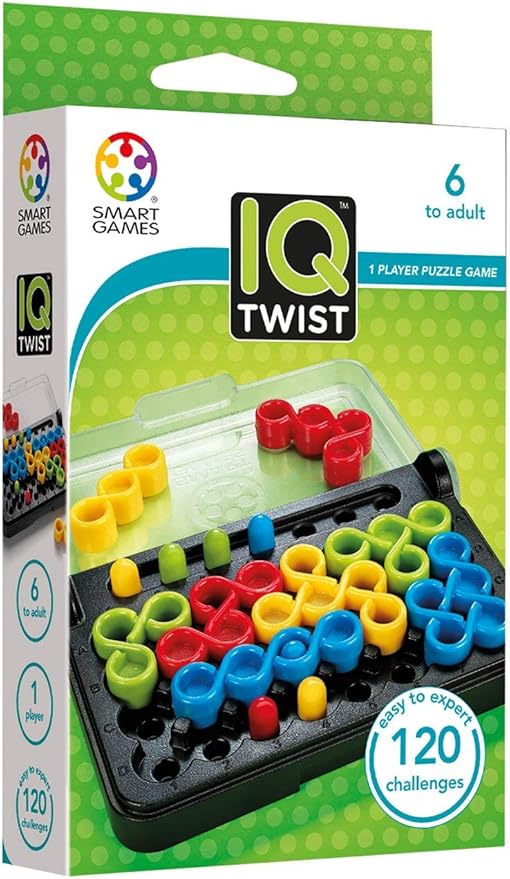 SmartGames IQ Twist, a Travel Game for Kids and Adults, a Cognitive Skill-Building Brain Game - Brain Teaser for Ages 6 & Up, 120 Challenges in Travel-Friendly Case