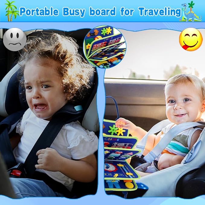 Busy Board for 1 Year Old, Montessori Toys for 1 2 3 4 Years Old Toddlers Baby Sensory Toys Busy Book Preschool Learning Activities Airplane Car Travel Toys Birthday Gifts for Boys Girls 12 Months