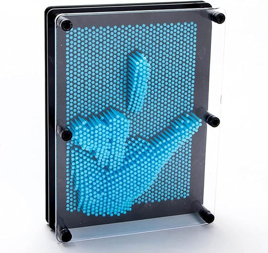 3D Pin Art Sensory Toy Needles Intellectual Fun Toy Plastic Pin Art Palm Board Large (LightBlue-6 x 8 Inches)